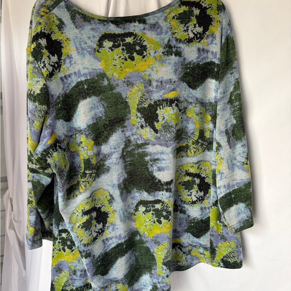 Parsley & Sage Green Multi Abstract Floral Knit Top